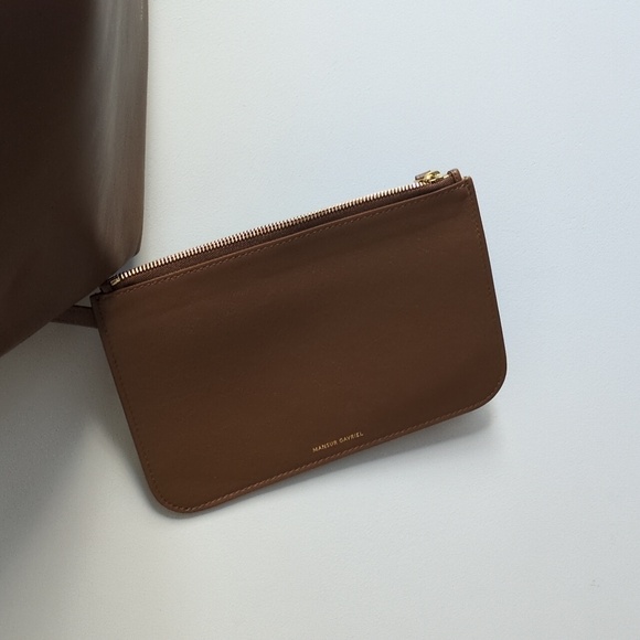 Mansur Gavriel Brown Leather Tote Bag, Yellow Interior - Picture 4 of 7